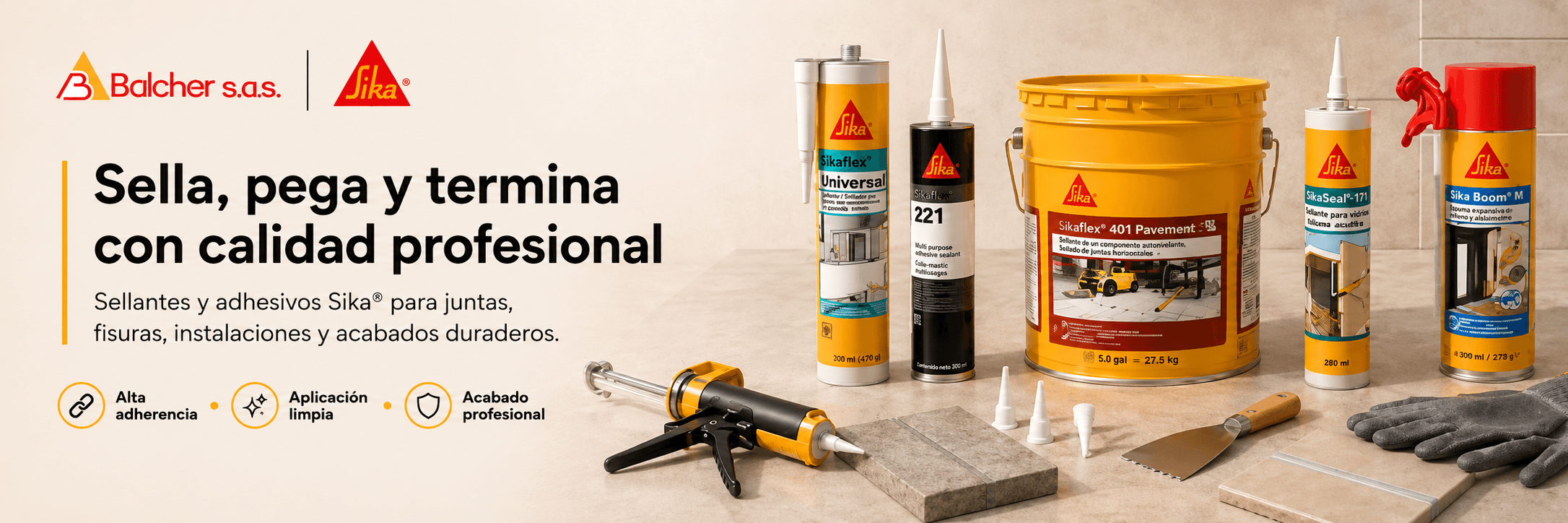 Soluciones Sika para instalación, adhesivos y sellantes en Balcher