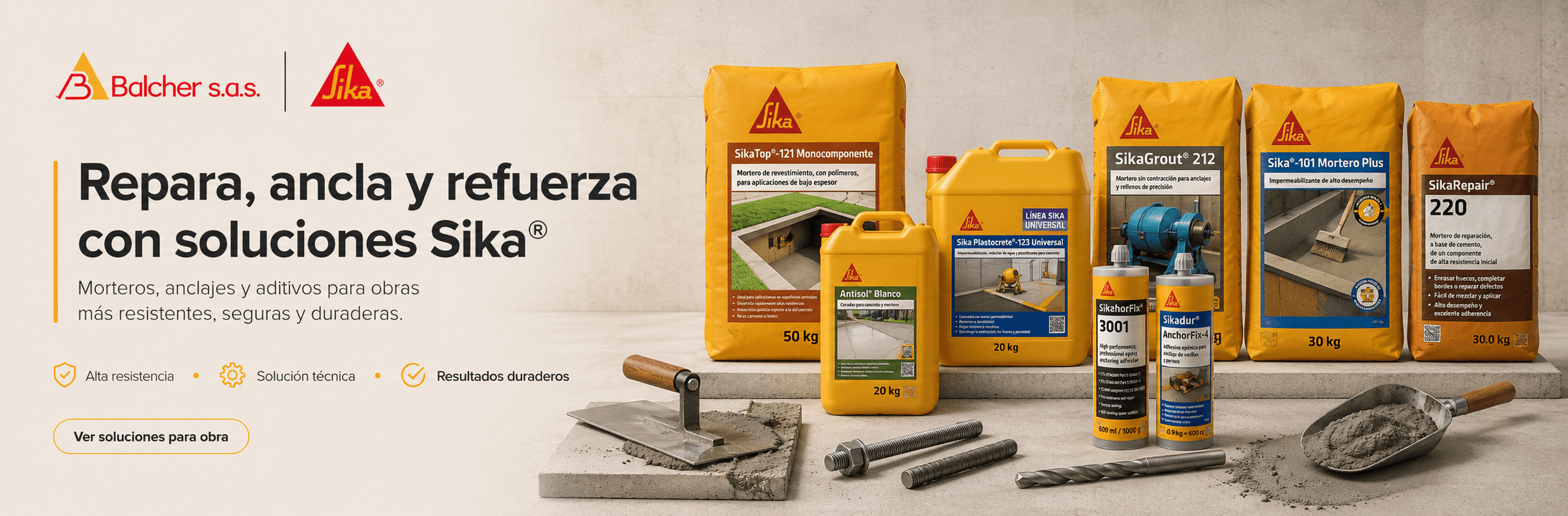 Soluciones Sika para concreto, reparación, anclaje y morteros en Balcher